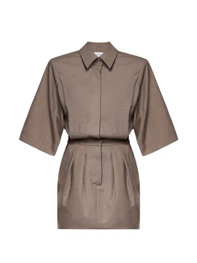 The Andamane Axel Mini Dress In Melange Grisaille In Brown