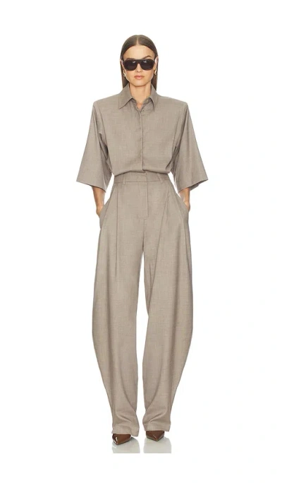 The Andamane Axel Padded Shoulder Jumpsuit In Gray