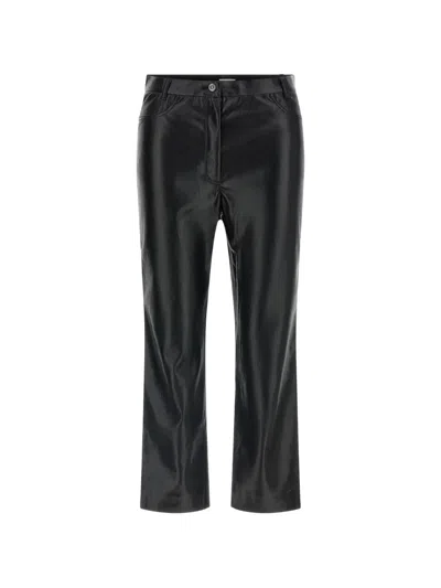 The Andamane Axelle Leather-effect Cropped Trousers In Black