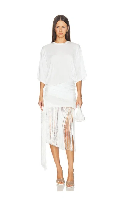 The Andamane Azul Fringed Tshirt Mini Dress In White