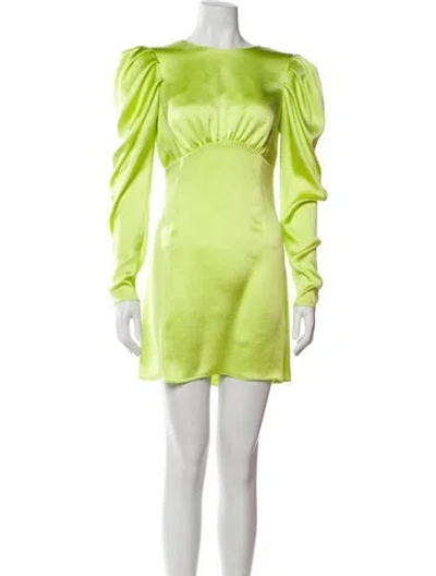 Pre-owned The Andamane Bateau Neckline Mini Dress In Green