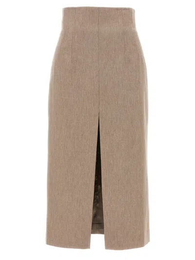 THE ANDAMANE BEIGE MIDI SKIRT