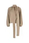The Andamane Viola Satin Tie Detail Blouse In Greige