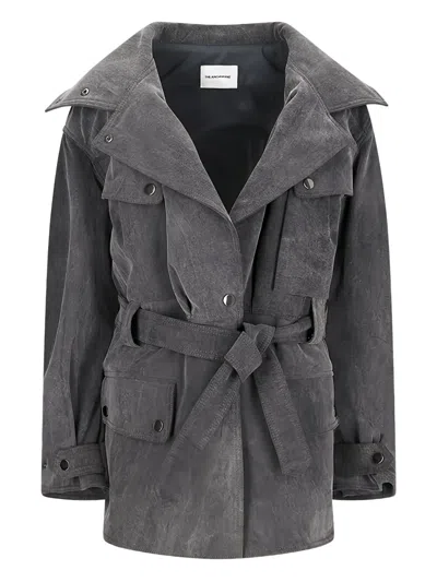 The Andamane Belted Cargo-pocket Jacket In Gray