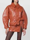 The Andamane Belted Double-breasted Textured Jacket In Brown