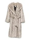 The Andamane Belted Faux-fur Coat In Neutral