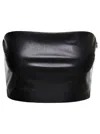 THE ANDAMANE BLACK BANDEAU TUBE TOP CROP FAUX LEATHER IN POLYESTER WOMAN