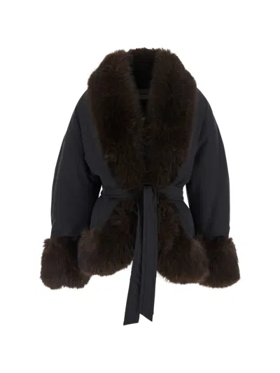 The Andamane Black Belted Jacket In Blue