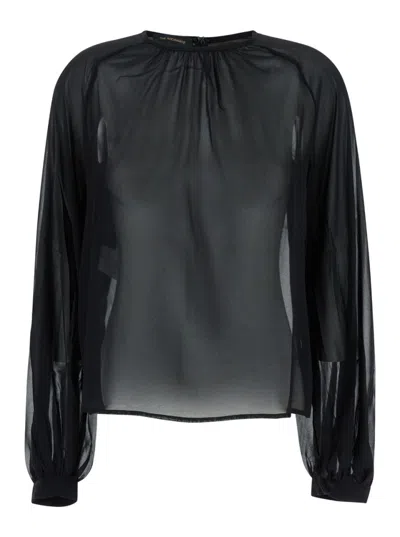 THE ANDAMANE BLACK BLOUSE WITH CREW NECK