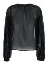 The Andamane Black Blouse With Crew Neck In Stretch Silk Woman
