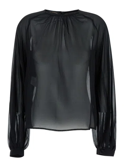 The Andamane Black Blouse With Crew Neck