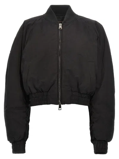 THE ANDAMANE BLACK CROPPED BOMBER JACKET