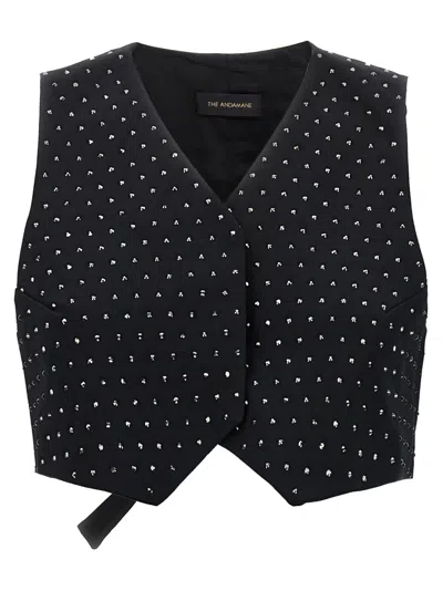 THE ANDAMANE BLACK CRYSTAL WAISTCOAT