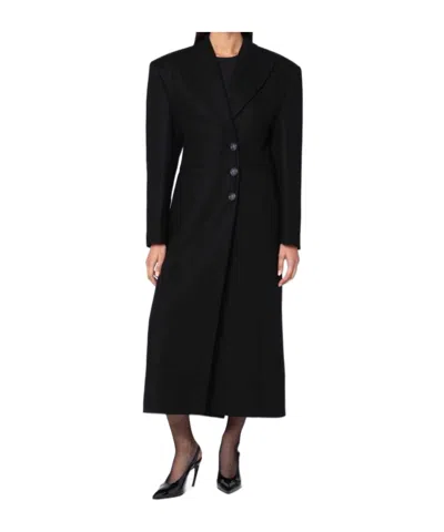 THE ANDAMANE BLACK LONG SINGLE-BREASTED COAT IN WOOL