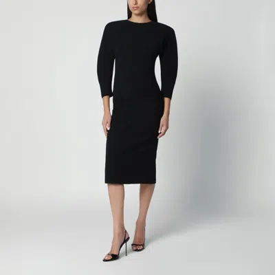 The Andamane Black Midi Dress With Rounded Shoulders In Neutral