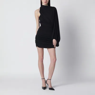 The Andamane One Shoulder Mini Dress Asymmetric Neckline In Black