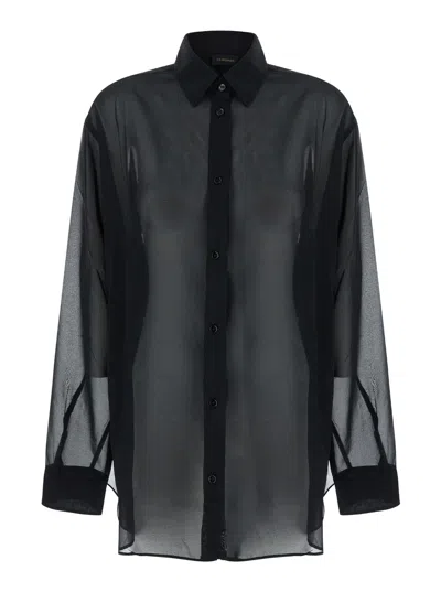 The Andamane Black Shirt With Buttons In Stretch Silk Woman