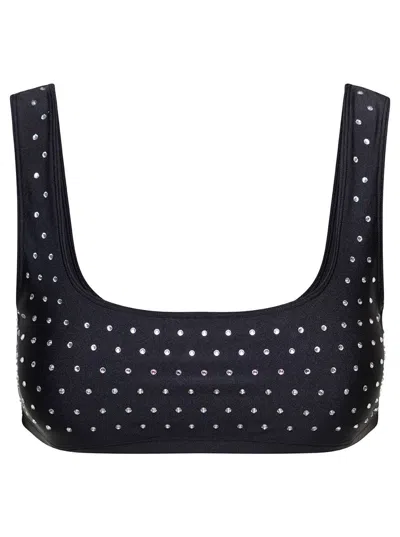 THE ANDAMANE BLACK SPORTS BRA WITH CRYSTALS IN POLYAMMIDE WOMAN