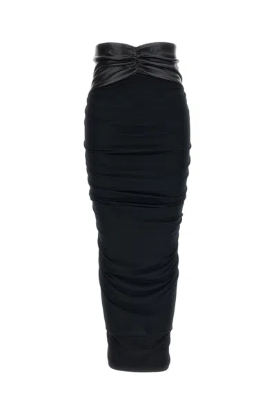 The Andamane Black Ursula Draped Jersey Midi Skirt In Blue