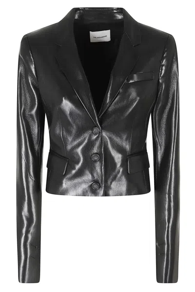 The Andamane Black Zefira Crop Length Single-breasted Polyester Blazer