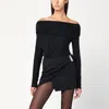 The Andamane Zoe Off Shoulder Draped Mini Dress In Black