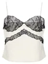 The Andamane Narcisa Lace Trim Cropped Top In Blackwhite
