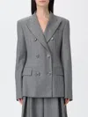 The Andamane Double-breasted Grey Blazer With Peak Lapels In Gray