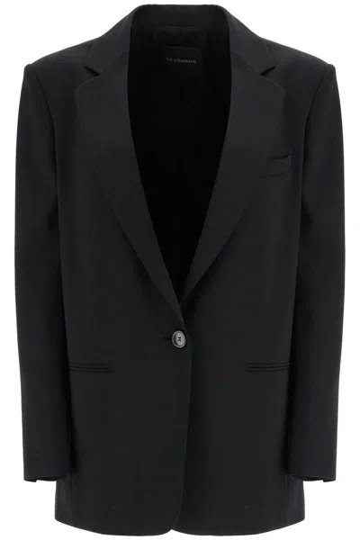 The Andamane Blazer In Poliestere E Lana Nero Oversize Monopetto Con Scollo A V In Black