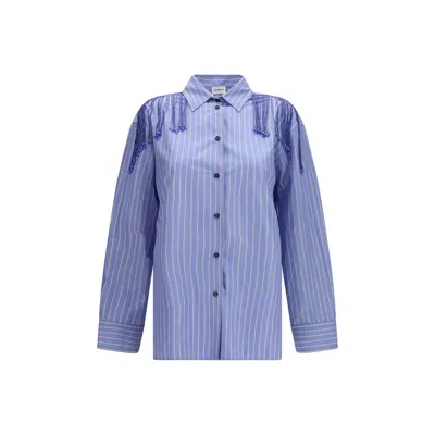 The Andamane Miley Fringed Oversized Shirt In Blue