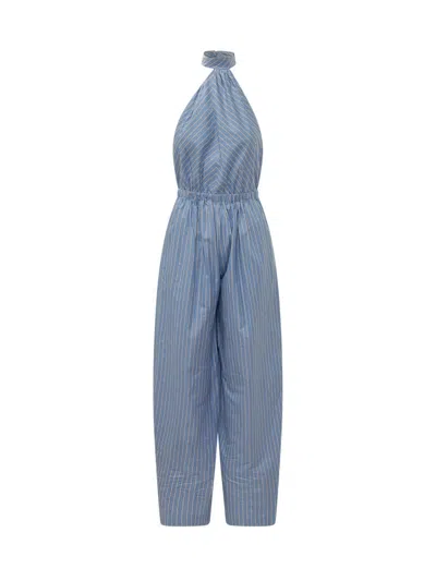 The Andamane Halter Neck Striped Jumpsuit In Blue