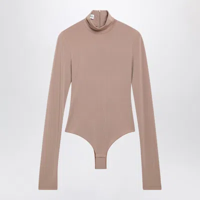 The Andamane Blush Pink Turtleneck Bodysuit In Stretch Jersey