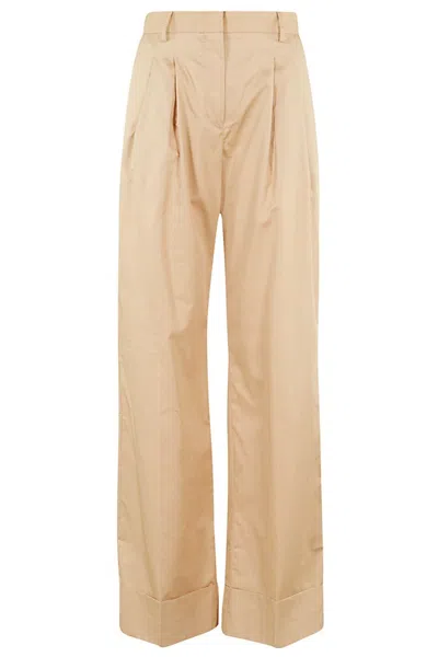 The Andamane Blush Satin Cotton Trousers In Neutrals