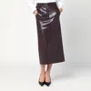 The Andamane Bordeaux Faux Leather Midi Skirt
