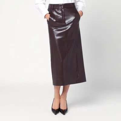 The Andamane Bordeaux Faux Leather Midi Skirt