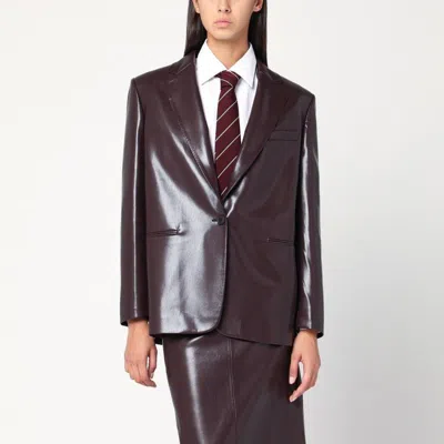 THE ANDAMANE THE ANDAMANE  BORDEAUX FAUX LEATHER SINGLE-BREASTED JACKET