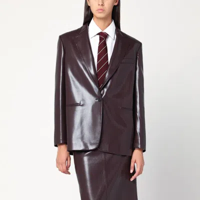 The Andamane Bordeaux Faux Leather Single-breasted Jacket In Brown