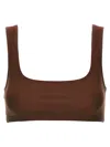 The Andamane Hollywood Square Neck Crop Top In Brown