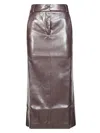 The Andamane Brown Leather-like Midi Skirt In Gray
