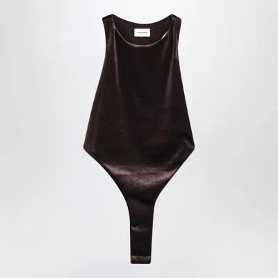 The Andamane Brown Velvet-effect Bodysuit In Black