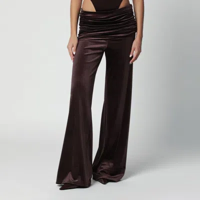 The Andamane Brown Velveteffect Trousers With Draped Waistband In Multi