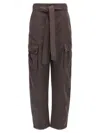 The Andamane Waist Belted Cargo Pants Button Elastic In Brown