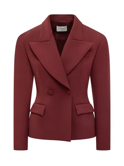 The Andamane Burgundy Double-breasted Blazer  In Red