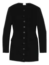 The Andamane Button-down Fitted Mini Dress In Black