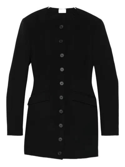 The Andamane Button-down Fitted Mini Dress In Black