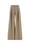 The Andamane Cappuccino Wool Wide-leg Pant In Brown