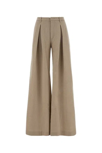 The Andamane Cappuccino Wool Wide-leg Pant In Brown