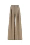 The Andamane Wide-leg Wool Trousers Featuring Pleats In Brown