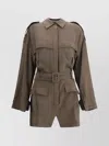 The Andamane Khaki Viscose Short Jumpsuit With Adjustable Waist In Green
