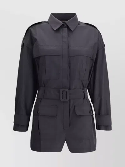 The Andamane Cargo Jumpsuit With Belt And Epaulettes In Neutral