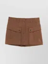 The Andamane Cargo Mini Skirt Featuring Front Pockets In Brown